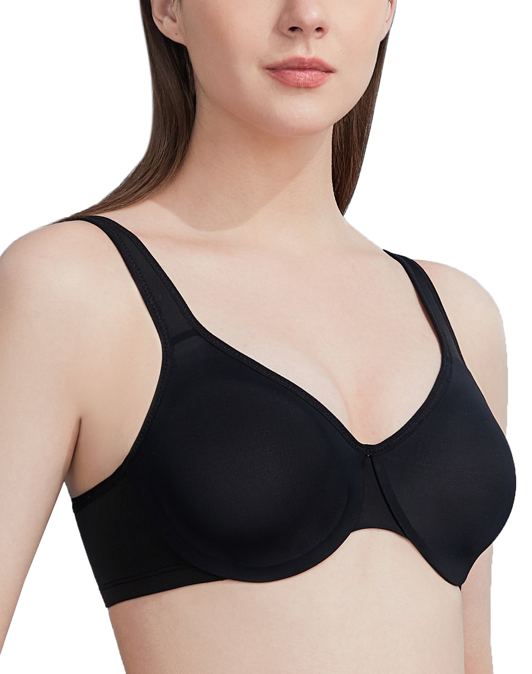 AILIVIN Wire Bras for women Full figure minimizer Smoothing bra seamless  cups non padded T Shirt underwire support comfortable full coverage womens  bras Black 42DD 42 DD 