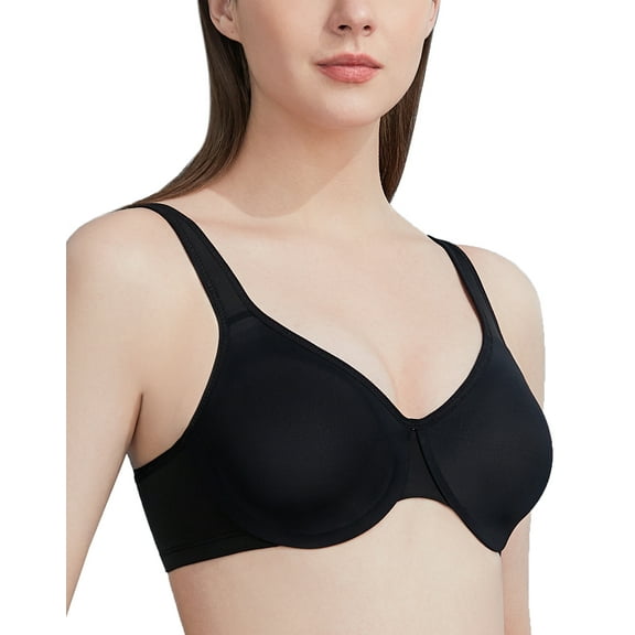 AILIVIN Wire Bras for women Full figure minimizer Smoothing bra seamless cups non padded T Shirt underwire support comfortable full coverage womens bras Black 42DDD 42 DDD