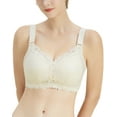 thumbnail image 1 of AILIVIN Wireless Bra full figure bras for women no underwire plus size minimizer bra not padded comfort lifting up wide straps support lace full coverage bra Nude Beige 32 DDD 32DDD Triple D, 1 of 6
