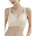 thumbnail image 1 of AILIVIN Women Wireless Bras Comfort Back Support Women Full Figure Lace Bra Women Bras Adjustable Wider Straps Full Coverage Lifting Up Bra Minimizer Bras No Wire Bra Beige 34D, 1 of 7