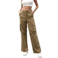 thumbnail image 1 of AILIYIL Cargo Pants Women High Waist Casual Pants Wide Leg Pants Baggy Streetwear Trousers 6 Pockets (Coffee,S), 1 of 7