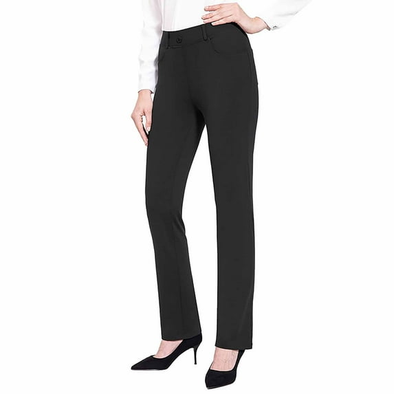 AILIYIL Casual Pants Women'S Straight Fitting Formal Pants With Pockets/High Waisted Casual Pants With Belt Loops Suitable For Business And Leisure Wear (Black,XXXL)