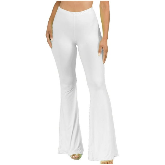 AILIYIL Flare Leggings For Women Retro Hippie High Waisted Wide Leg With Pockets Long Flare Pants High Waisted Yoga Pants (White,XL)
