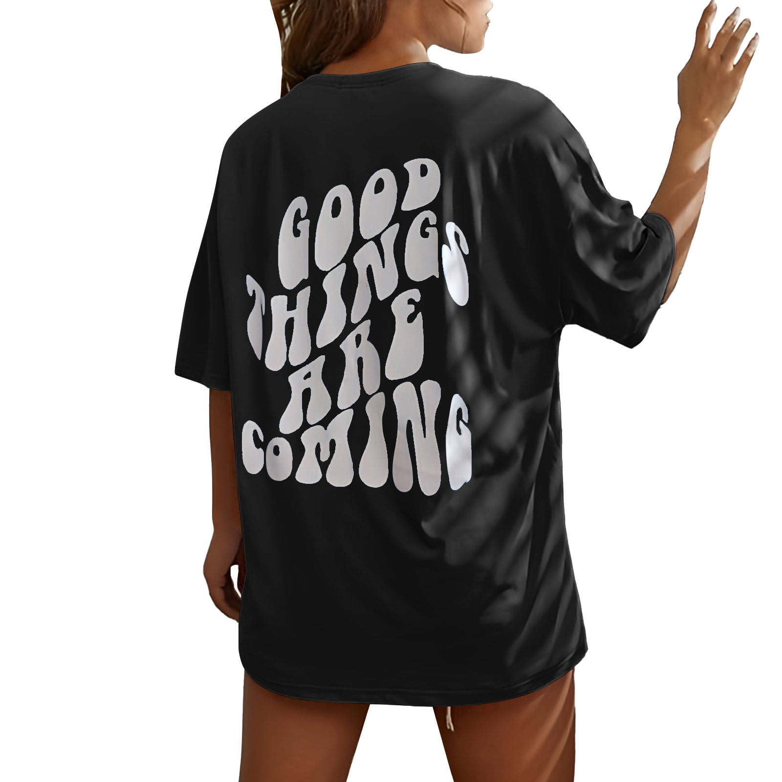 AILIYIL Good Things Are Coming Women's Letter Printed Shirt Short