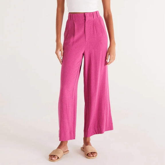 AILIYIL Versatile Pants Womens Casual Wide Leg Dress Pants High Waist Tailored Button Down Trousers With Pockets (A,XL)