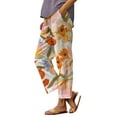 thumbnail image 1 of AILIYIL Women'S Botanical Floral Design Loose Pocket Patchwork Casual Pants (Orange,XXXXXL), 1 of 3