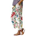 thumbnail image 1 of AILIYIL Women'S Botanical Floral Design Loose Pocket Patchwork Casual Pants (Red,XXXL), 1 of 3