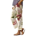 thumbnail image 1 of AILIYIL Women'S Botanical Floral Design Loose Pocket Patchwork Casual Pants (Wine Red,XXXXXL), 1 of 3