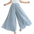 thumbnail image 1 of AILIYIL Women'S Cotton Linen Fashion Double Layer Elastic Waist Pants Culottes Material Comfortable Pants (Gray,A), 1 of 3