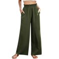 thumbnail image 1 of AILIYIL Women'S Elastic High Waisted Fashionable Wide Leg Pants With Slimming And Drapey Wide Leg Pants (Green1,S), 1 of 9