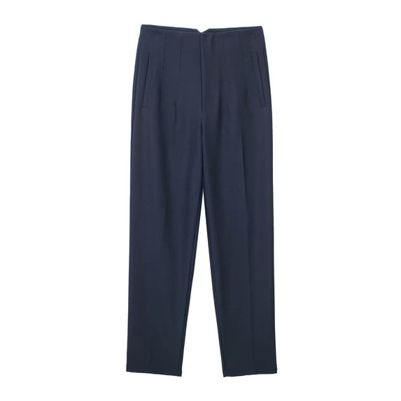 AILIYIL Women'S Solid Color High Waisted Straight Leg Pants Are Suitable For Daily Commuting Wear Casual Lohas Time Slacks (Navy Blue,XS)