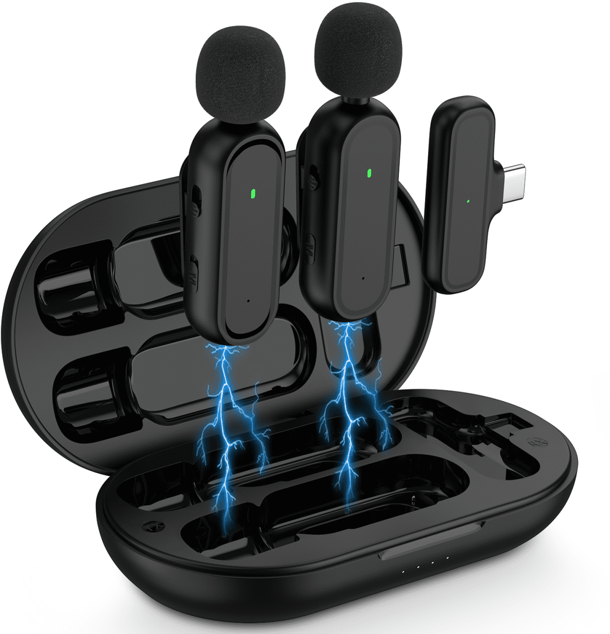 AILKIN 2 Pack Wireless Lavalier Microphones for Android with Charging Case,Plug-Play Mini Microphone,Noise Reduction,Clip on Lapel Mic for Video Recording Vlog,TikTok,YouTube,Interview