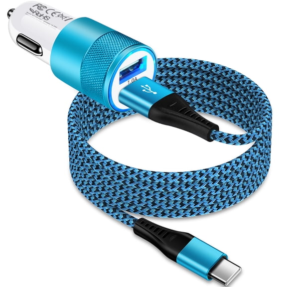 AILKIN Car Charger,Type C Car Charger Adapter 3.4A Dual USB Car Charger with Type C USB C Cables Car Cigarette Lighter Adapter Socket Charger with 6ft Type C Fast Charging Cords USB Cables