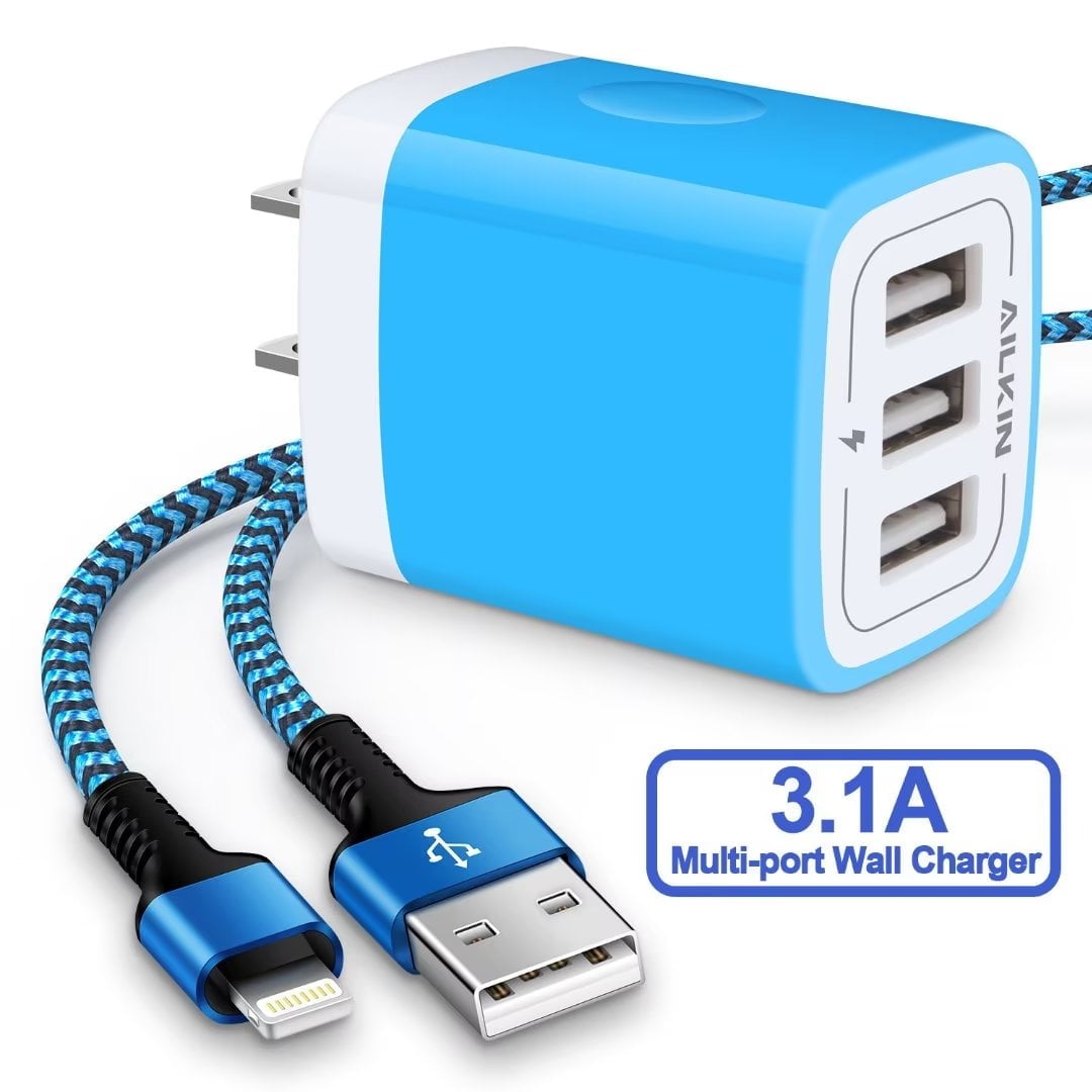 OKRAY 40W 4-Port Fast Charger Block - Flat Foldable Wall Plug With USB-C & USB-A For IPhone, Galaxy, Travel