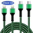 thumbnail image 1 of AILKIN Compatible with iPhone Charger Fast Charging 10ft Cords 2pcs Compatible with iPhone 14/13/12/11/10,Green, 1 of 6