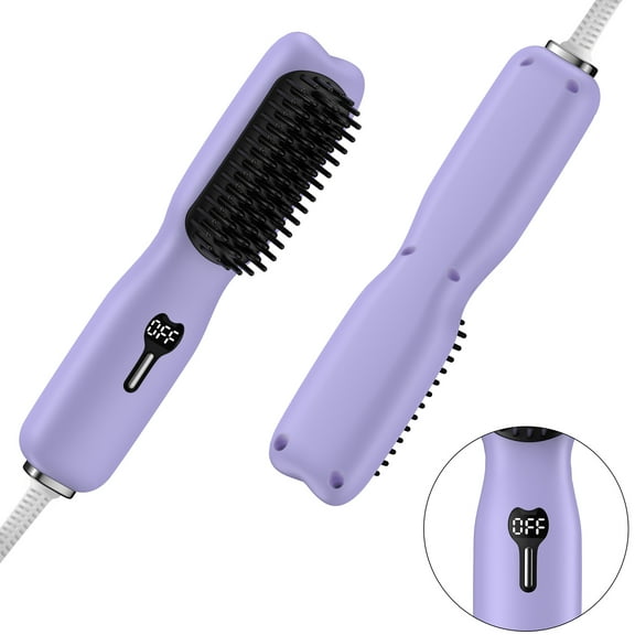 AILKIN Hair Straightener Brush,Portable Hair Straightener Iron for African Americans Built-in Comb,Short/Thick Hair Curling Tools,20s Fast Heating & 12 Temp Settings Anti-Scald,LED Temp Display