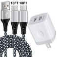 thumbnail image 1 of AILKIN Type C Charger Block Fast Charging,Usb Charger Block with 2PACK Usb A to Usb C Cable 10ft 2.1A Dual Port USB Wall Charger Block Adapter Plug High Speed Phone Android Charger Cord Type C, 1 of 9