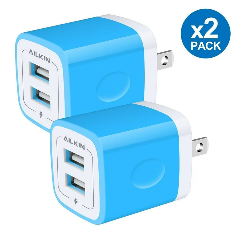 AILKIN USB Wall Charger,USB Charger Block Adapter,2.1A/2PACK Dual