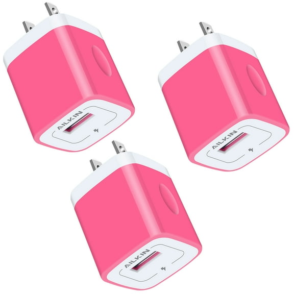 AILKIN Wall Charger Block,USB Charger Adapter,5V/1A/3Pack Wall Charger Block Fast Charging Station Power Base Charger Block Plug Brick for iPhone Wall Charger