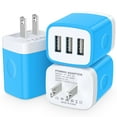 thumbnail image 1 of ABCPOW Wall Charger,USB Charger Adapter,3.1A/3PACK Multi Port Fast Charging Station Power Base Charger Block Plug For iPhone Wall Charger Block,Blue, 1 of 6