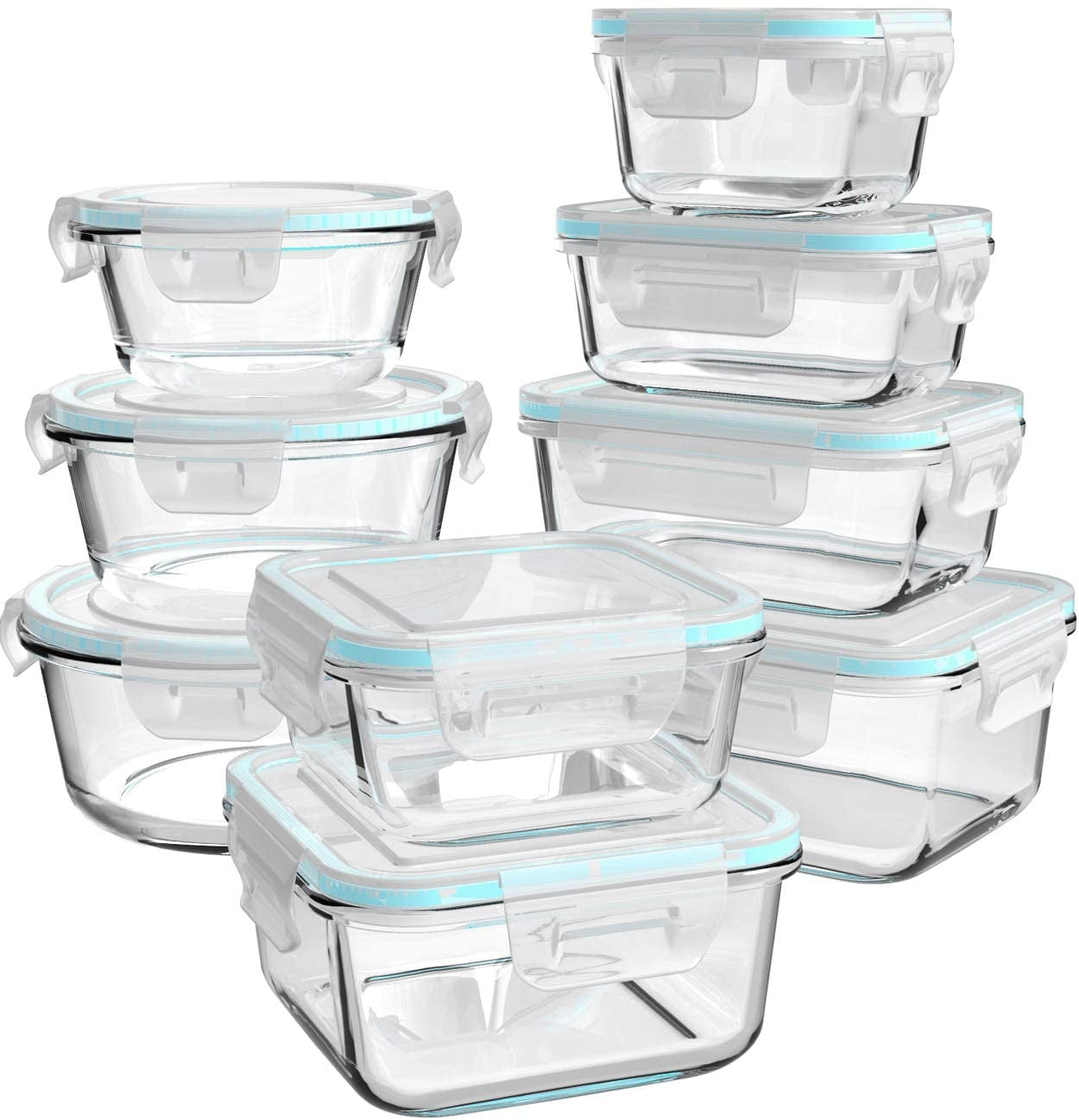  Utopia Kitchen Glass Food Storage Container Set - 18 Pieces (9  Containers and 9 Lids) - Transparent Lids (Grey, 18 Piece Set): Home &  Kitchen