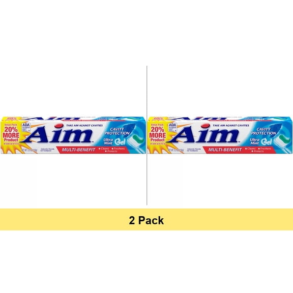 AIM Cavity Protection Toothpaste, Ultra Mint Gel, 5.5 oz - 2 Pack