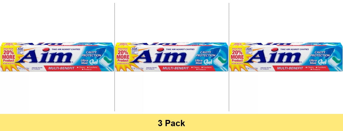 AIM Cavity Protection Toothpaste, Ultra Mint Gel, 5.5 oz - 3 Pack ...