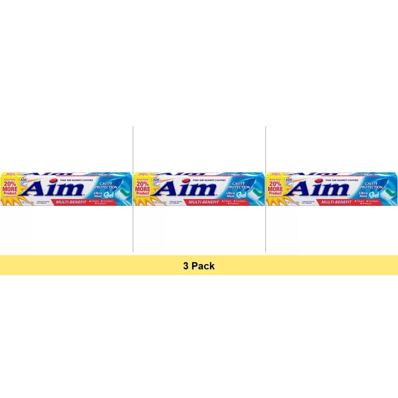 AIM Cavity Protection Toothpaste, Ultra Mint Gel, 5.5 oz - 3 Pack