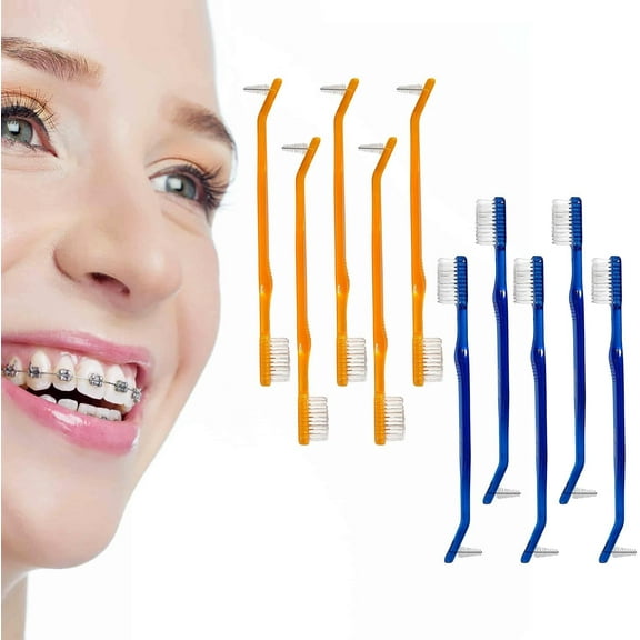 AIM DENTAL SUPPLY Braces Toothbrush, Soft Head Toothbrush for Braces, V Trimmed Design 10-Pack | Quick Orthodontic Cleaning | Deep Clean Braces at Home (Pack of 10)