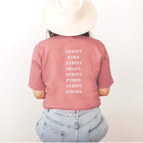 AIM TO BE PRETTY Front and Back Graphic Plus Short sleeve T-Shirt