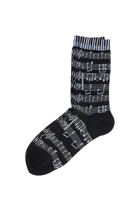 Women's Music Score And Keyboard Socks - Black-White