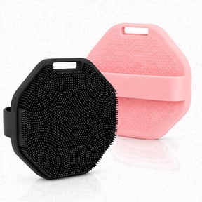 AIMAIAIMAI Silicone Body Scrubber, 2 Pack Shower Bath Brushes, Pink and Black