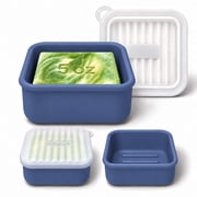 AIMAIAIMAI Square Soap Travel Case, Fits 5 oz Square Bar Soap and Most Standard Bar Soaps, Silicone Soap Holder with Built-In Drain Ridges, Blue