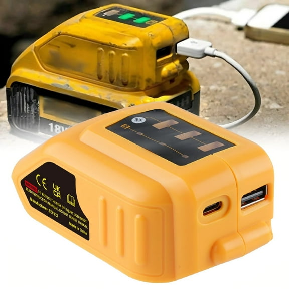AIMAYA USB Charger Adapter for Dewalt 20V Li-ion Battery with USB Output & Type-C Fast Charging Interface(Adapter Only)