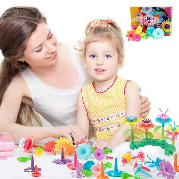 AIMEDYOU 108 Pcs Flower Garden Building Toys Set 3-6 Year Old Girls Toddlers and Kids Best Christmas Birthday Gifts for Indoor and Outdoor Creativity Flower Play Set