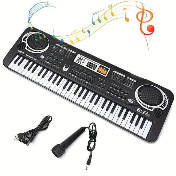 AIMEDYOU 61 Key Digital Music Piano Keyboard for Kids,Portable Electronic Musical Instrument,Multi-function Keyboard with Microphone Gifts for Boys and Girls