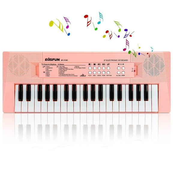 AIMEDYOU Kids Keyboard, 37 Keys Piano for Kids Music Piano with Microphone Portable Multi-Function Electronic Educational Musical Gift Toys for 3 4 5 6 Year Old Girls Boys Beginners (Pink)