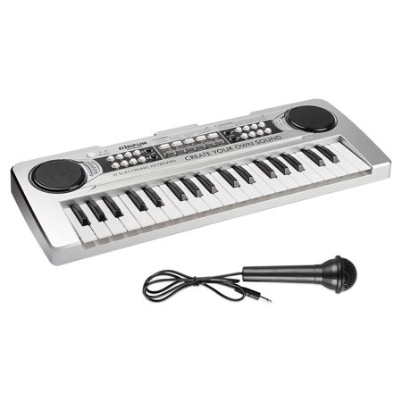 AIMEDYOU Kids Piano, Kids Keyboard 37 Keys Portable Electronic Musical Instrument Multi-Function Music Piano for Kids Early Learning Educational Toy Birthday Xmas Day Gifts (Silver)
