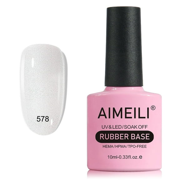 AIMEILI 5 in 1 Rubber Base Gel For Nails, Sheer Color Gel Nail Polish UV LED Soak Off, Elastic Rubber Base Coat Nail Strengthener Nail Rhinestones Glue Gel - (578) 10ml