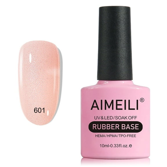 AIMEILI 5 in 1 Rubber Base Gel For Nails, Sheer Color Gel Nail Polish UV LED Soak Off, Elastic Rubber Base Coat Nail Strengthener Nail Rhinestones Glue Gel - (601) 10ml