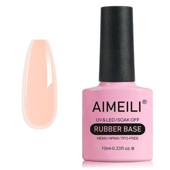 AIMEILI Hema Free Rubber Base Gel for Nails, Soak off U V LED Clear Sheer Gel Nail Polish, 4 in 1 Nail Strengthen/Enhance/Base Coat/Color Gel Polish - (445) 10ml