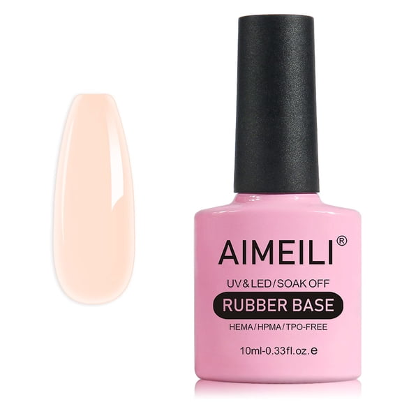 AIMEILI Hema Free Rubber Base Gel for Nails, Soak off U V LED Clear Sheer Gel Nail Polish, 4 in 1 Nail Strengthen/Enhance/Base Coat/Color Gel Polish - (436) 10ml