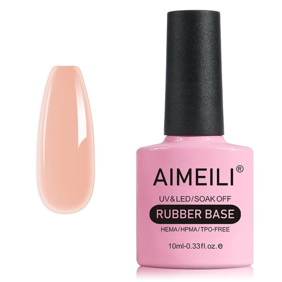 AIMEILI Hema Free Rubber Base Gel for Nails, Soak off U V LED Clear Sheer Gel Nail Polish, 4 in 1 Nail Strengthen/Enhance/Base Coat/Color Gel Polish - (450) 10ml