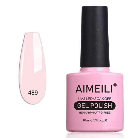 AIMEILI Hema Free Translucent Sheer Pink Gel Nail Polish Soak off Clear Pink French Manicure Nude Pink Jelly Nail Gel Polish Varnish -489 10ml