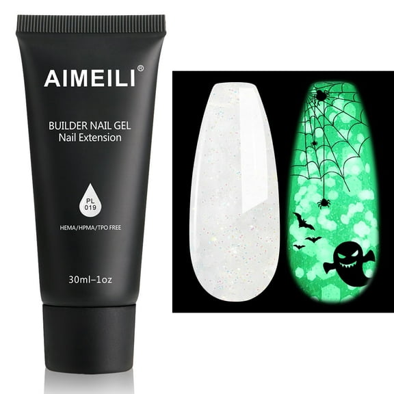 AIMEILI Luminous Poly Nail Extension Gel Hema Free Poly Nail Enhancement Nail Art Design DIY Salon Nail At Home Gift for Halloween - 019
