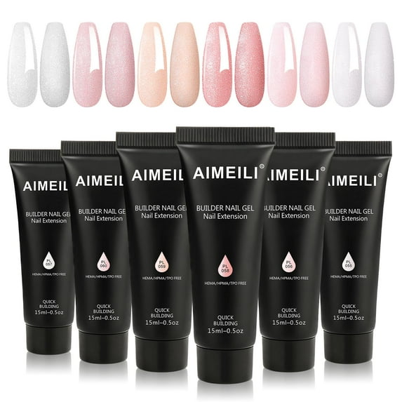 AIMEILI Poly Nail Extension Gel Kit, 6 Colors Summer Builder Nail Gel Poly Nail Enhancement Nail Art Design DIY Salon Nail At Home Gift for Women Nail Gel Kit - 16