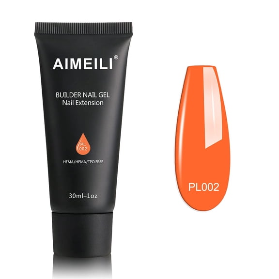 AIMEILI Poly Nail Extension Gel Orange Hema Free Poly Nail Enhancement Nail Art Design DIY Salon Nail At Home Gift for Women Nail Gel - 002