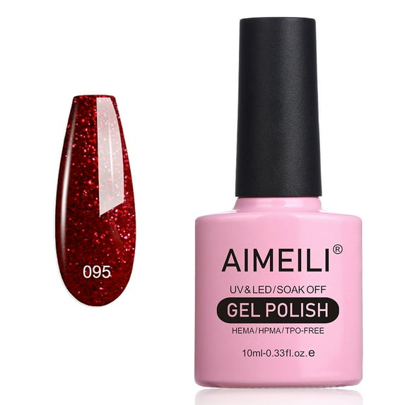 AIMEILI Soak off UV LED Gel Nail Polish For Home Salon DIY-Shiny Ruby (95) -10ml