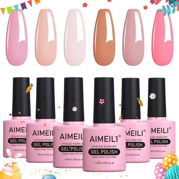 AIMEILI Soak off UV LED Lasting Gel Nail Polish Multicolour Colour Set of 6pcs x 10ml - Kit Set 31