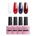 thumbnail image 1 of AIMEILI White Red  Blue Glitter Gel Nail Polish Soak off U V LED Hema Free Gel Nail Lacquer Salon DIY Gel Nail Kit Set of 4pcs x 10ml - Kit Set 33, 1 of 10